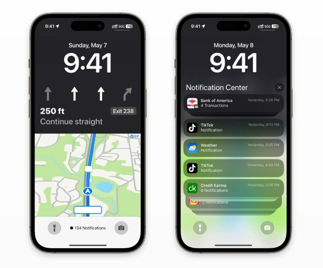 南头镇苹果维修服务分享iOS17锁屏地图导航半屏显示长什么样 
